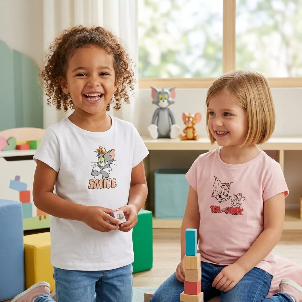تیشرت دخترانه طرح تام و جری دیزنی DISNEY