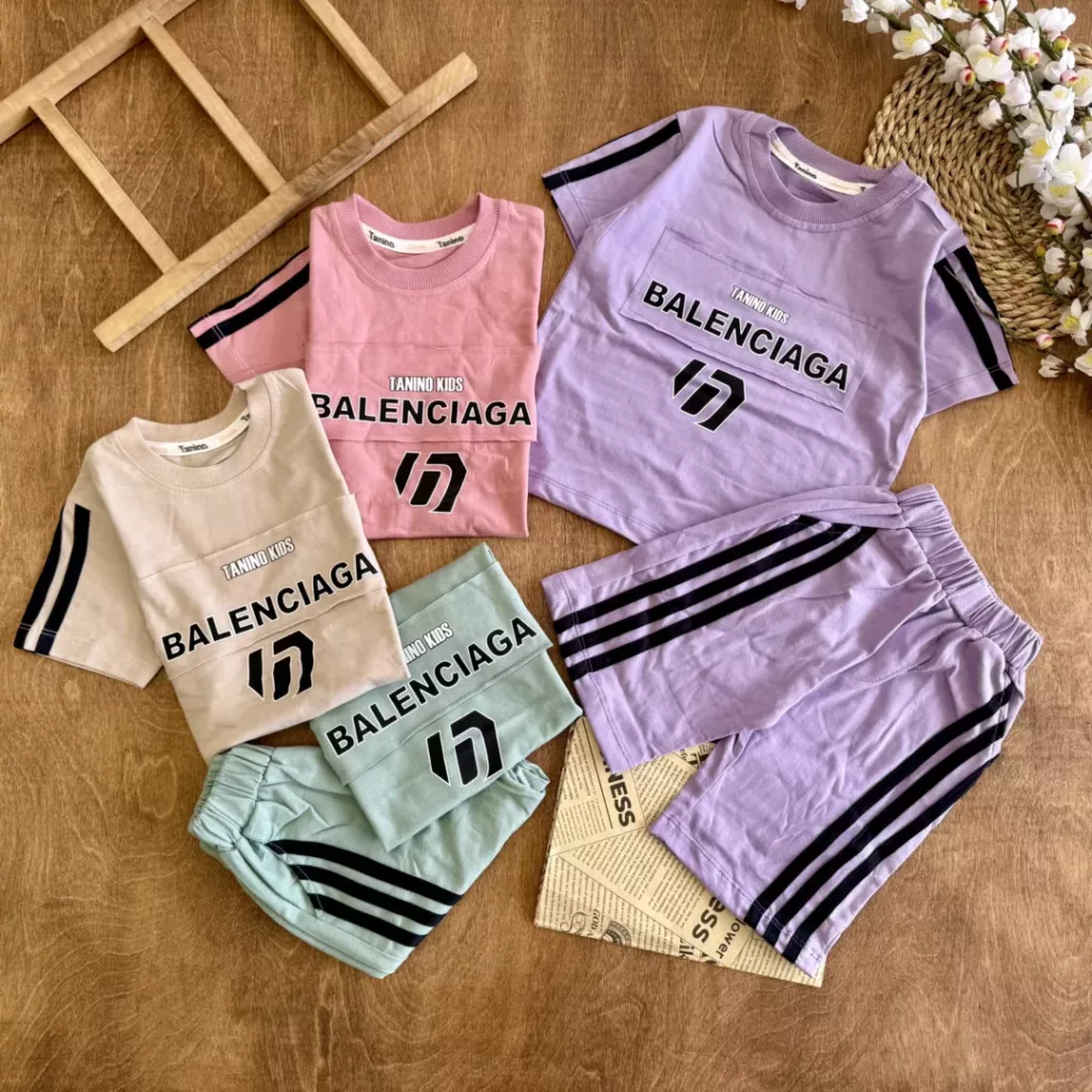 تیشرت شلوارک نواردار بالنسیاگا Tanino kids سایز 40،45 کد 6369