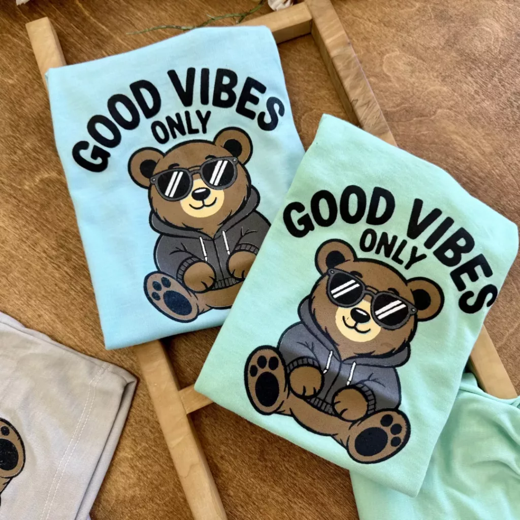 تیشرت شلوارک خرس good vibes سایز 4 تا 6 کد 6396