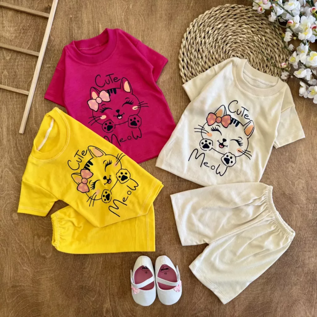 تیشرت شلوارک پیشی کیوت cute سایز ۴ تا ۶ کد 6500