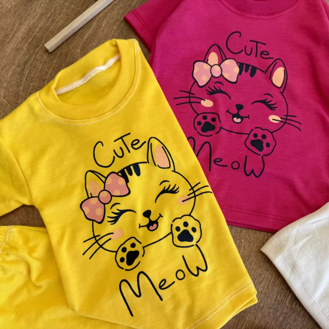 تیشرت شلوارک پیشی کیوت cute سایز ۴ تا ۶ کد 6500
