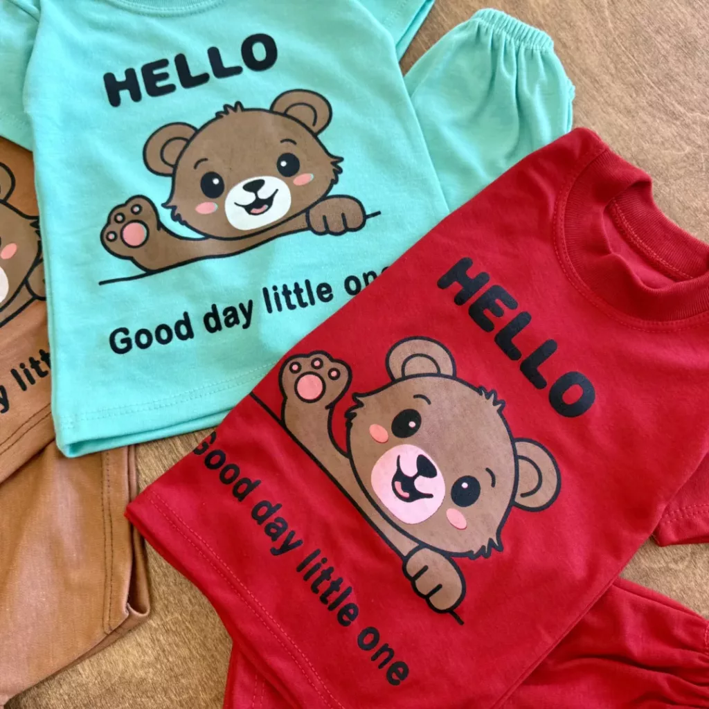 تیشرت شلوارک خرس Hello little one سایز 4 تا 6 کد 6513
