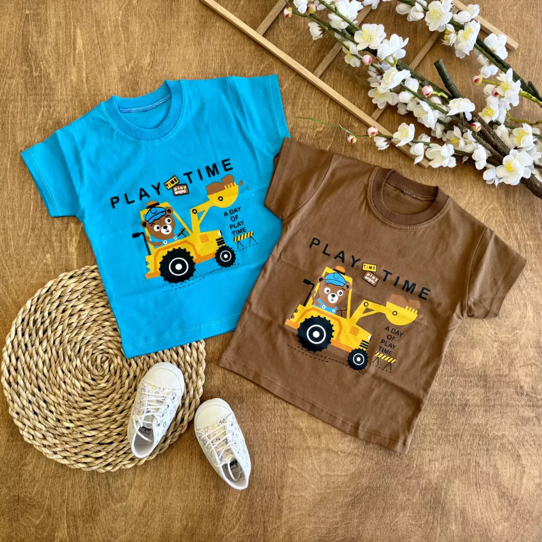تیشرت تک خرس و لودر play time سایز 35 تا 45 کد 6511