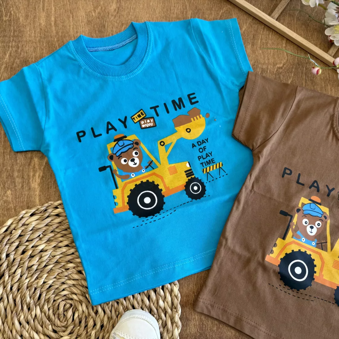 تیشرت تک خرس و لودر play time سایز 35 تا 45 کد 6511