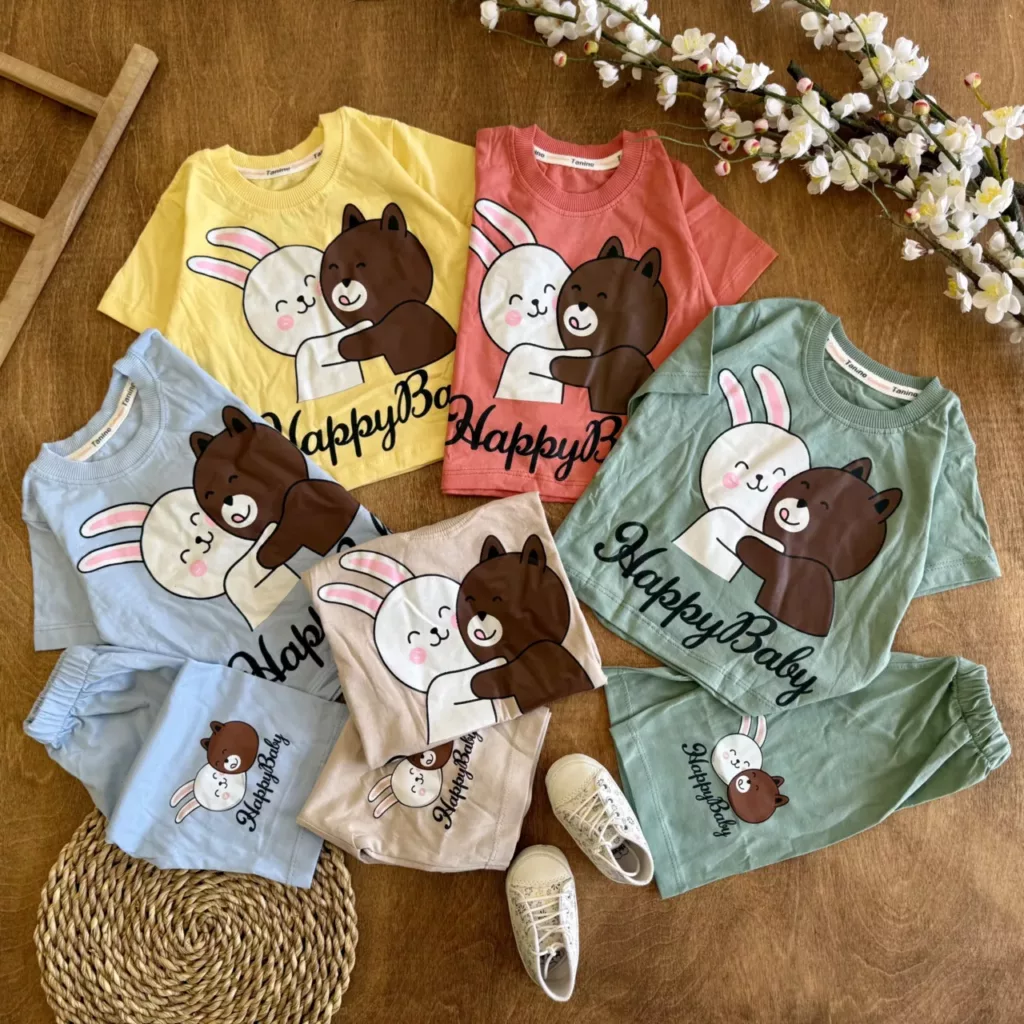 تیشرت شلوارک خرس و خرگوش HAPPY BABY کد 6645