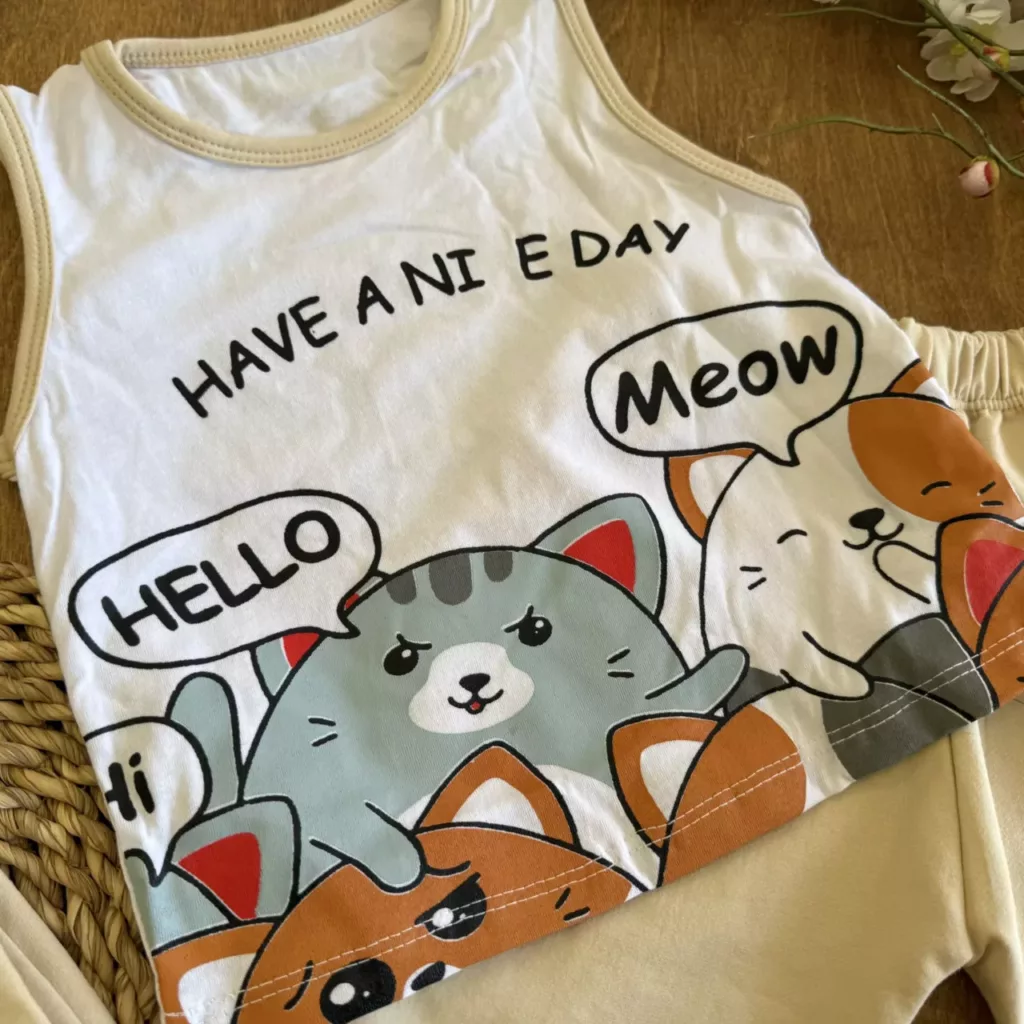 تاپ شلوارک گربه ها HELLO Meow سایز 35 تا 50 کد 6664