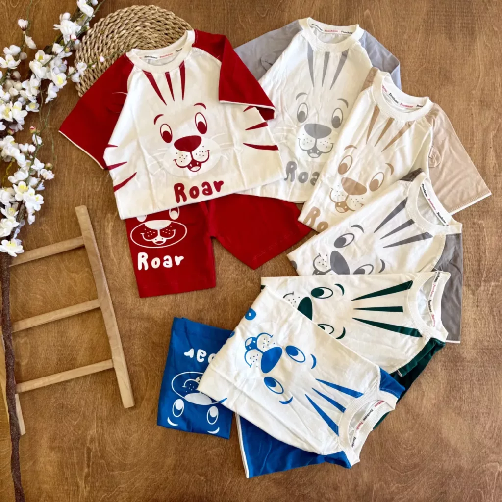 تیشرت شلوارک ببر گوش دار ROAR سایز 40 تا 55 کد 6658
