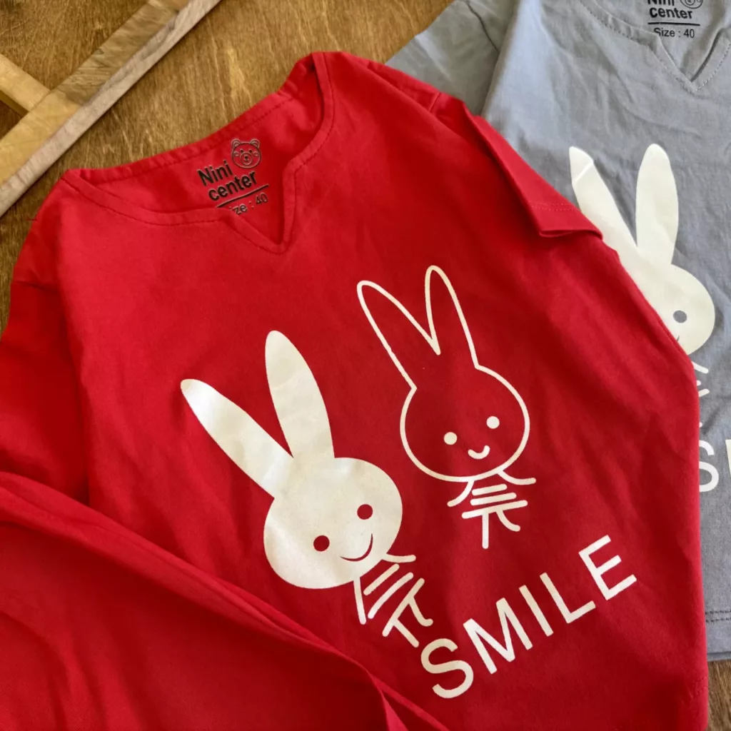 تیشرت شلوارک دو خرگوش SMILE سایز 40،45 کد 6676