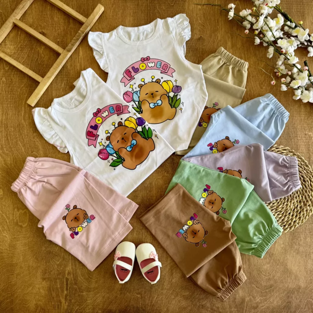 تاپ شلوارک چین دار خرس flower کد 6702