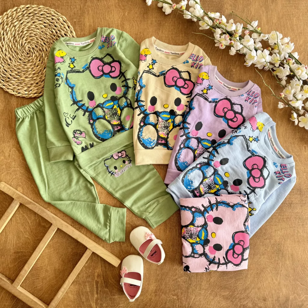 بلوز شلوار پیشی کیتی پاپیونی Hello Kitty کد 6811