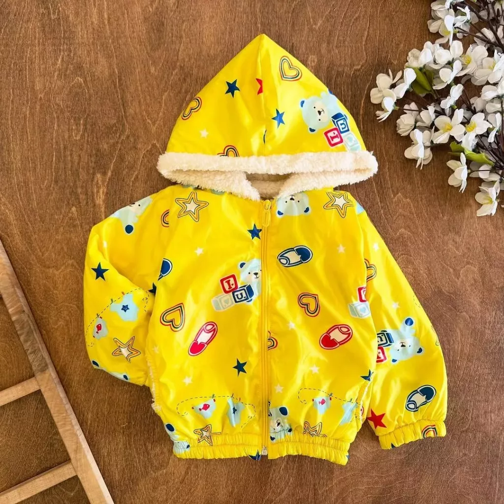 کاپشن‌‌‌‌‌‌‌‌‌ شمعی خرس و قلب زرد سایز 35،40 کد 5198