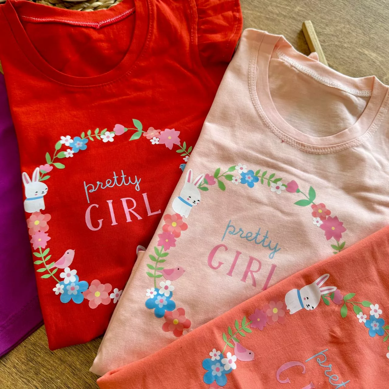 تاپ شلوارک آستین چین دار خرگوش و گل GIRL کد 6538