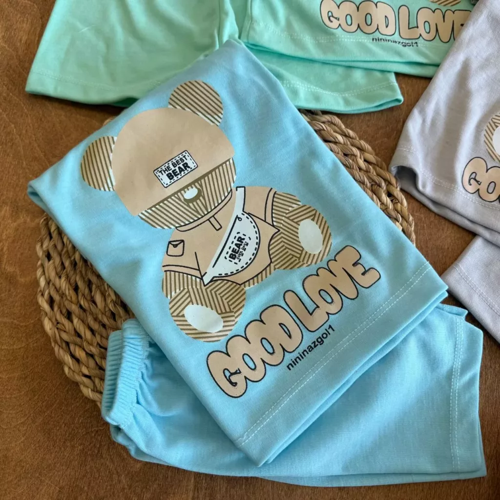 تیشرت شلوارک خرس کلاهدار good love کد 6522