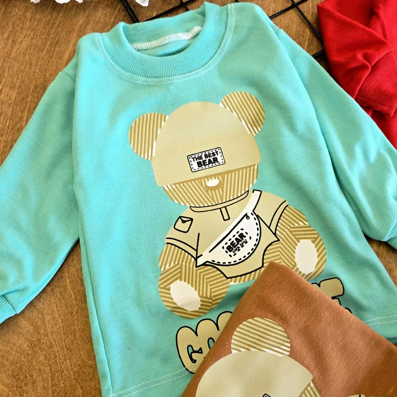 بلوز شلوار نخی خرس کلاه دار Bear سایز 2،3 کد 6972