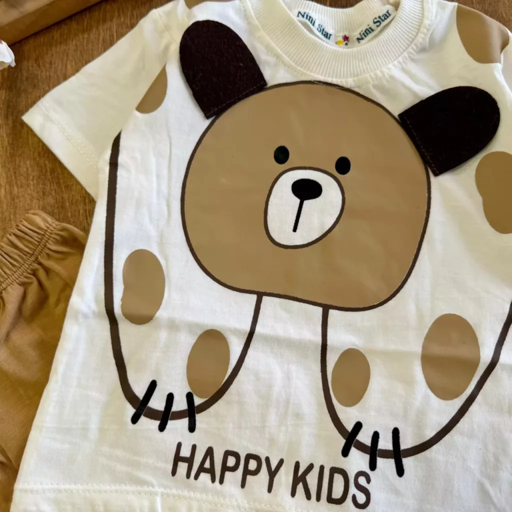 تیشرت شلوارک خرس گوش دار happy kids NS کد 6597