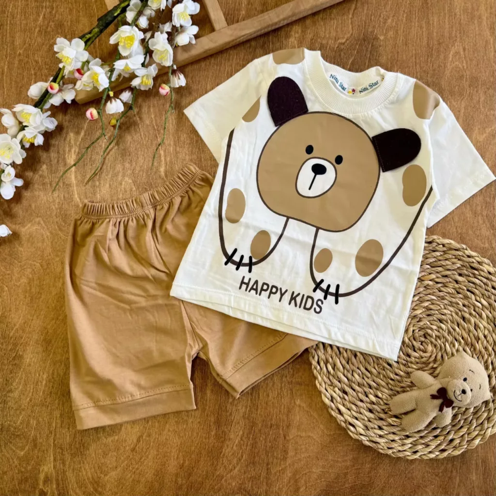 تیشرت شلوارک خرس گوش دار happy kids NS کد 6597