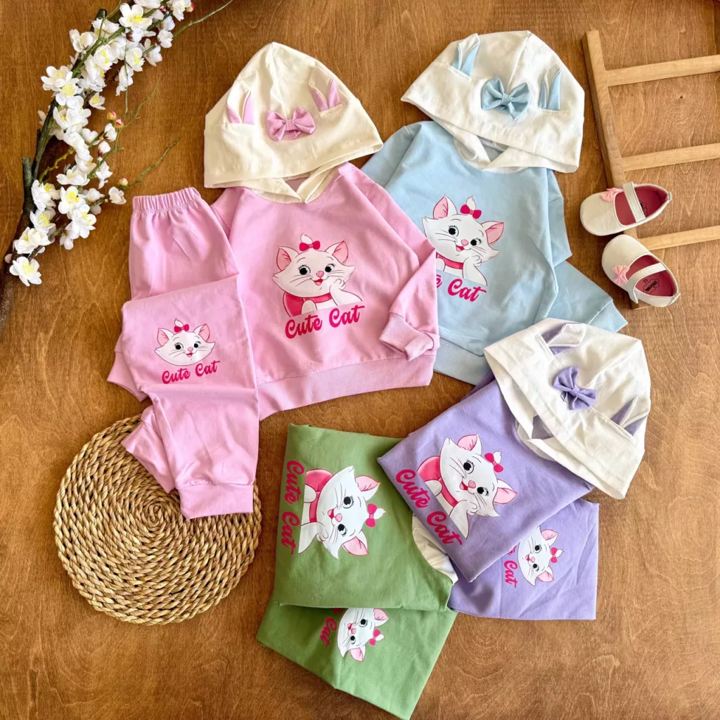 هودی شلوار پیشی Cute Cat سایز 35 تا 50 کد 6951
