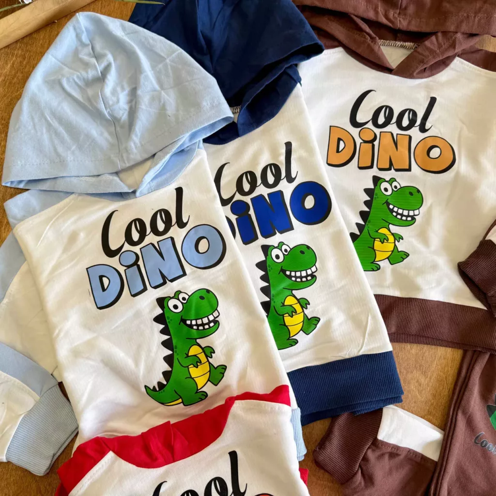 هودی شلوار دایناسور سبز Cool Dino سایز 35 تا 50 کد 6942