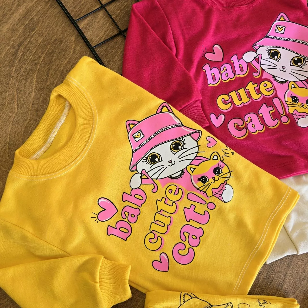 بلوز شلوار نخی دو گربه Baby Cute Cat سایز 2،3 کد 6970