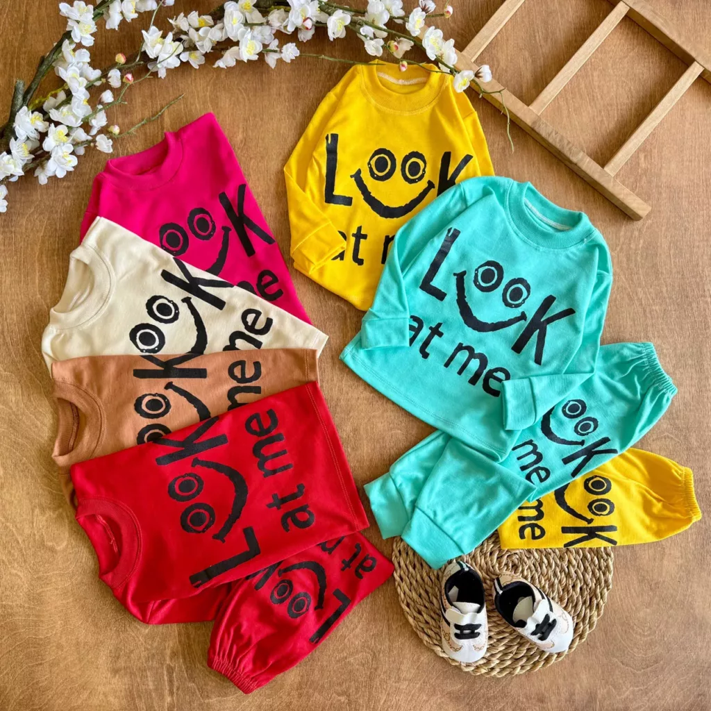 بلوز شلوار نخی لبخند look at me سایز 4 تا 6 کد 6226