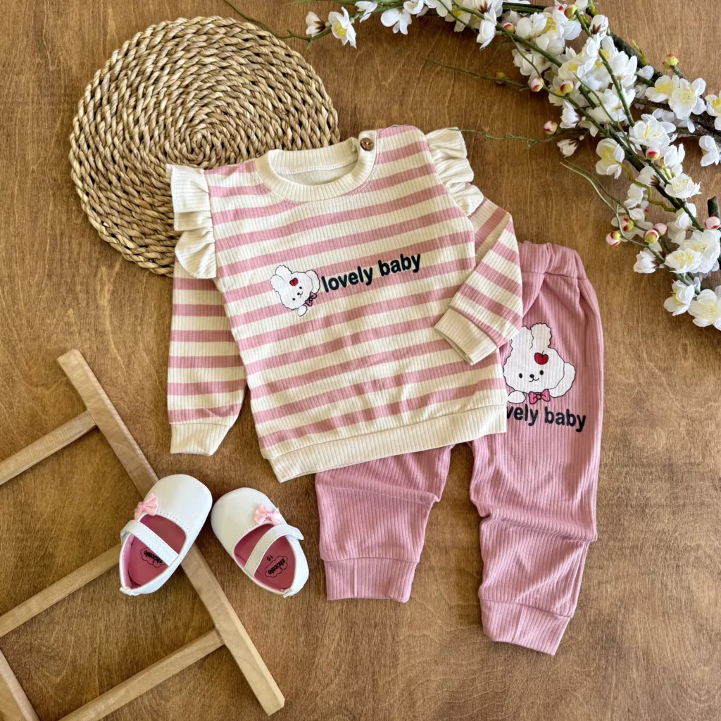 بلوز شلوار کبریتی راه راه خرگوش lovely کد 6813