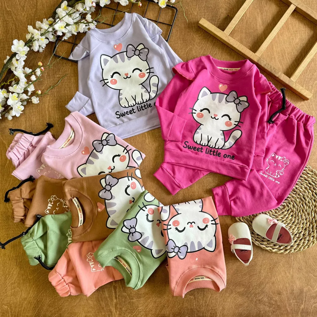 بلوز شلوار پیشی پاپیونی Sweet سایز 35،40 کد 7136
