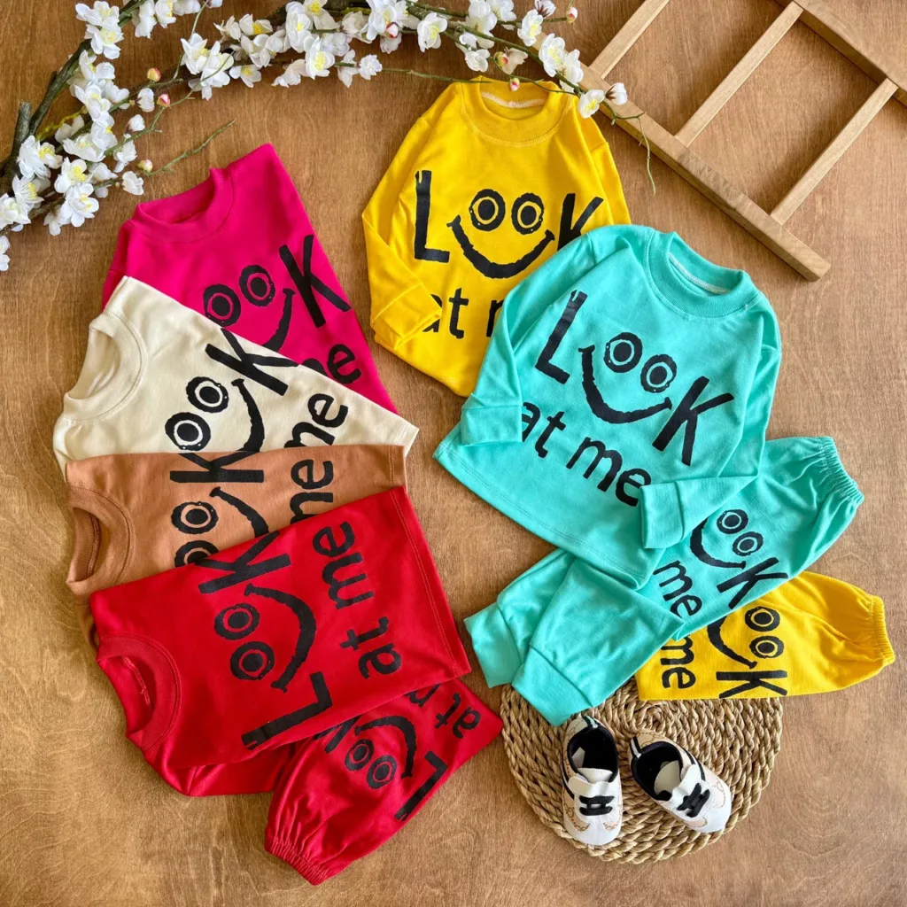 بلوز شلوار نخی لبخند look at me سایز 4 تا 6 کد 6226